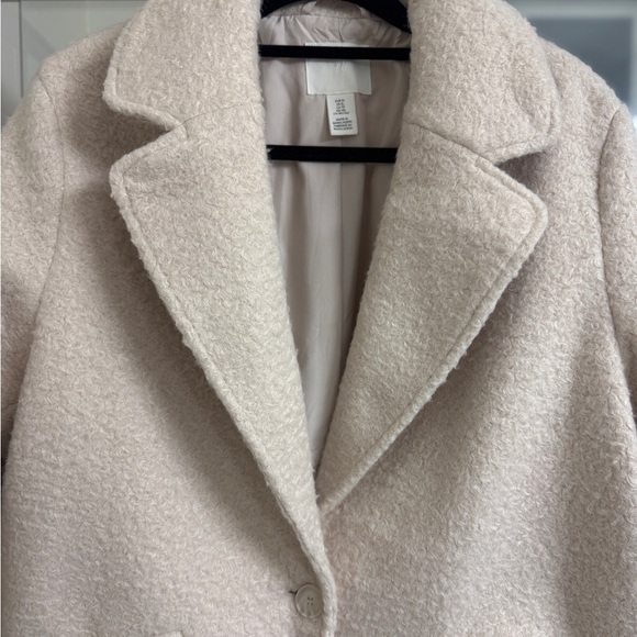 H&M Twill Coat Light Beige Cream Button Closure Oversized Size XXL 2XL - Picture 5 of 7